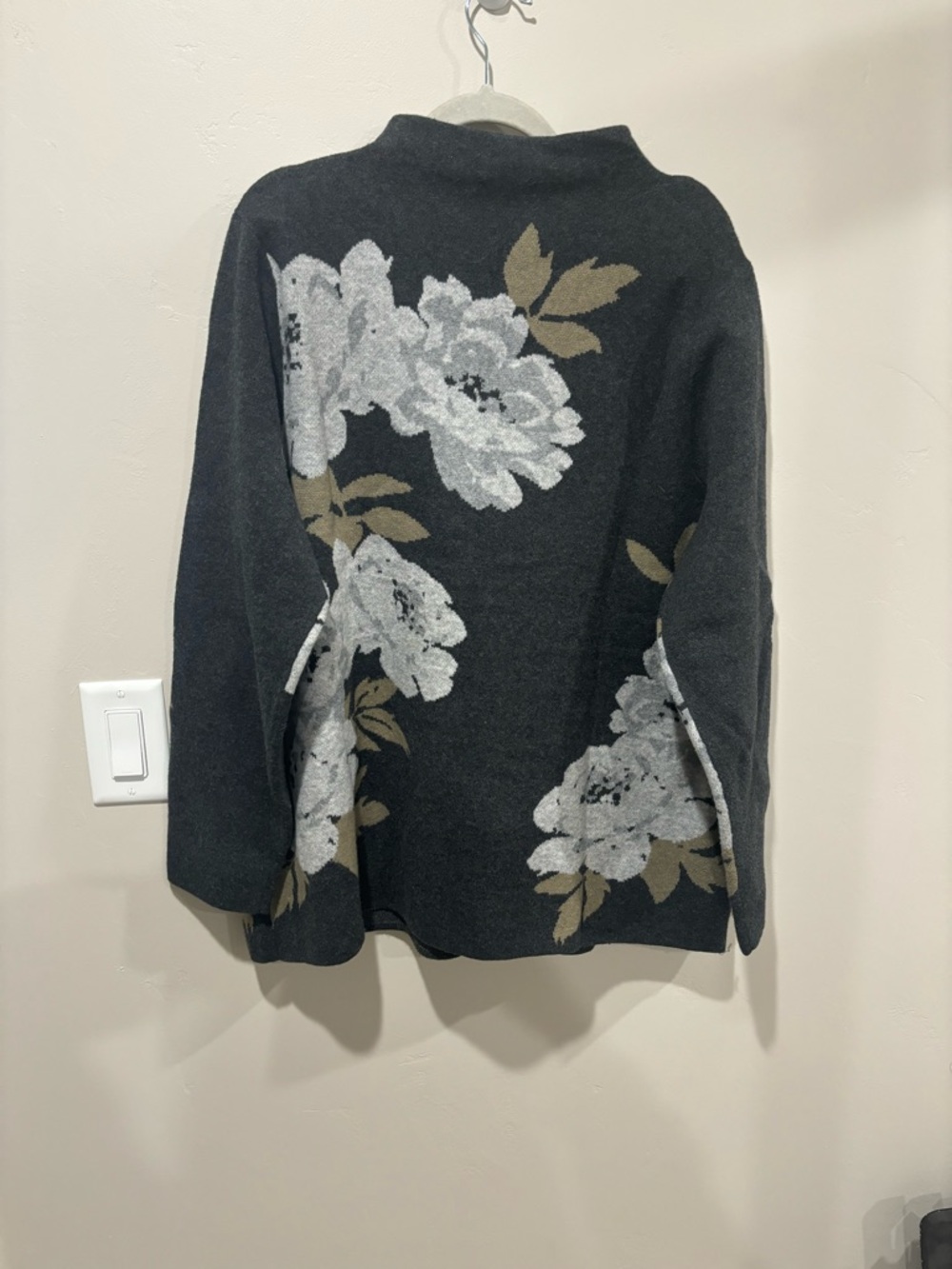 J. Jill Black Floral Mock Neck Sweater with White & Tan Blooms - Picture 5 of 5
